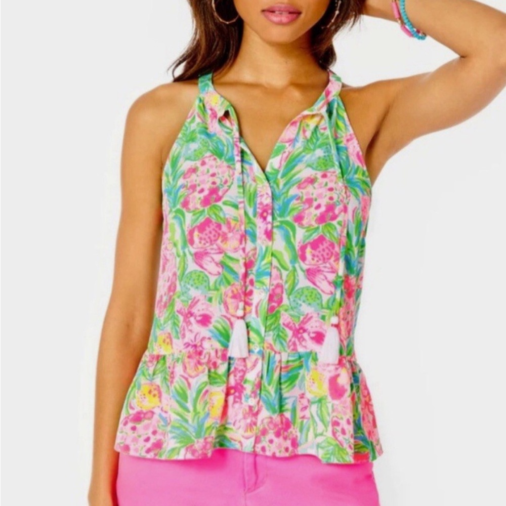 Lilly Pulitzer NWT Carolane tank ruffle Top size M